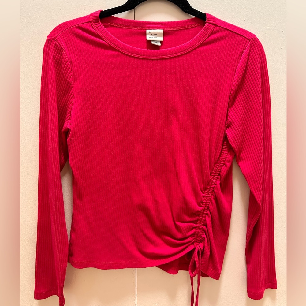 Pink Long Sleeve Side Scrunch Top